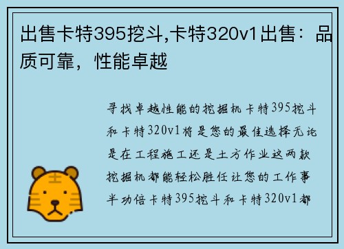 出售卡特395挖斗,卡特320v1出售：品质可靠，性能卓越